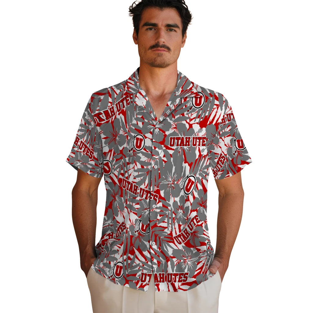 Utah Utes Hawaiian Shirt - Hibiscus Overlay | Hula Hawaiian Shirts