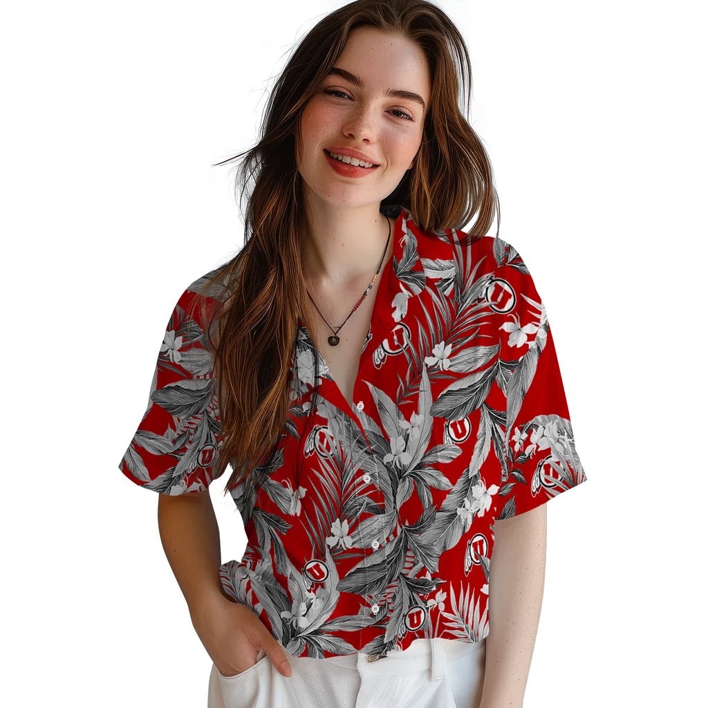 Utah Utes Hawaiian Shirt - Palm Leaves | Hula Hawaiian Shirts