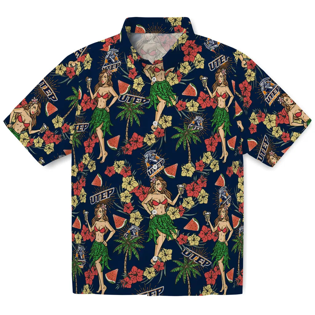 UTEP Miners Hawaiian Shirt - Hawaiian Girls Design | Hula Hawaiian Shirts
