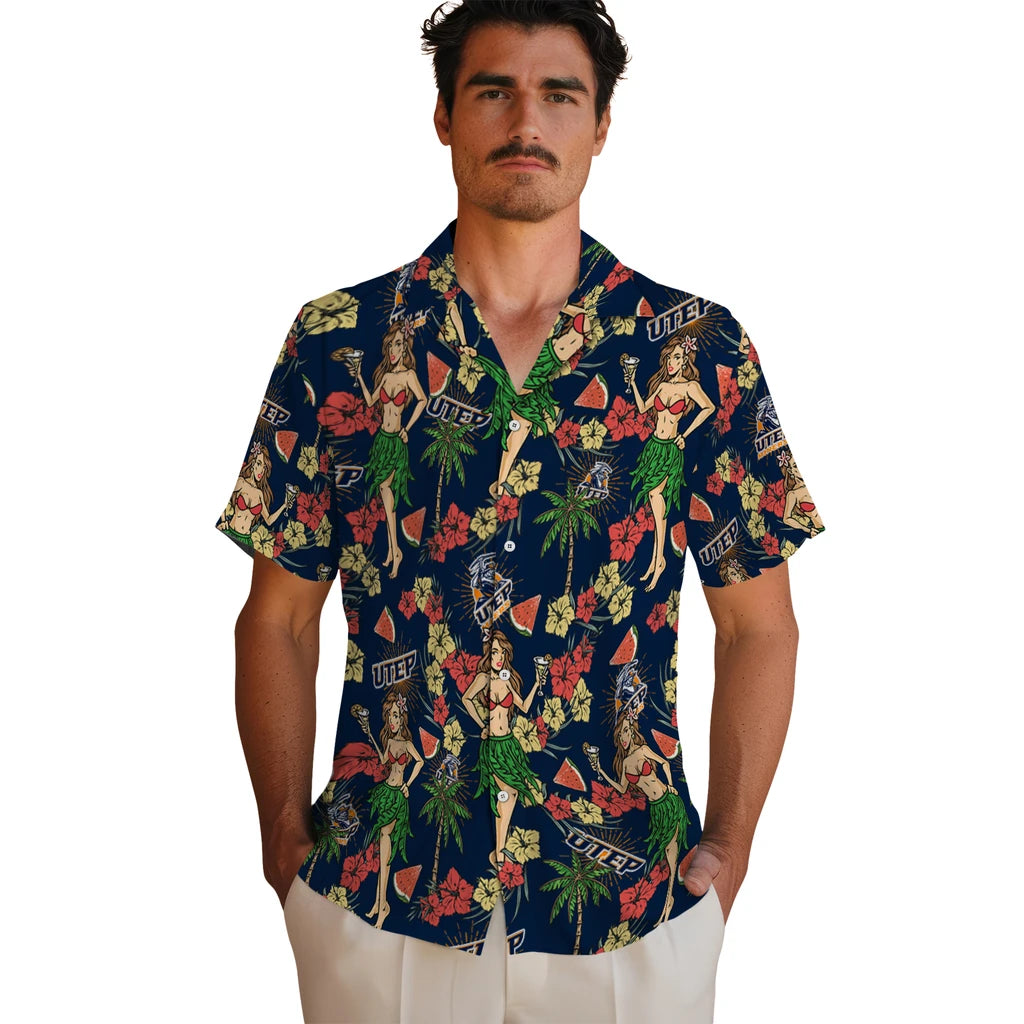 UTEP Miners Hawaiian Shirt - Hawaiian Girls Design | Hula Hawaiian Shirts