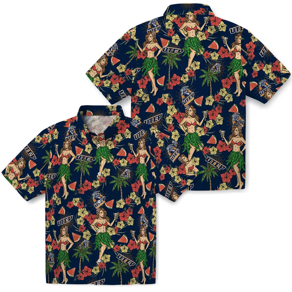UTEP Miners Hawaiian Shirt - Hawaiian Girls Design | Hula Hawaiian Shirts