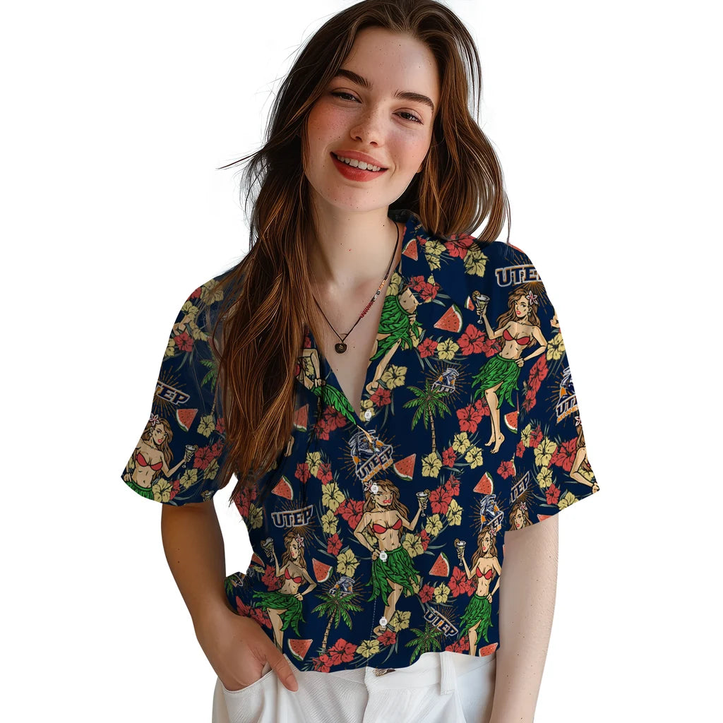 UTEP Miners Hawaiian Shirt - Hawaiian Girls Design | Hula Hawaiian Shirts