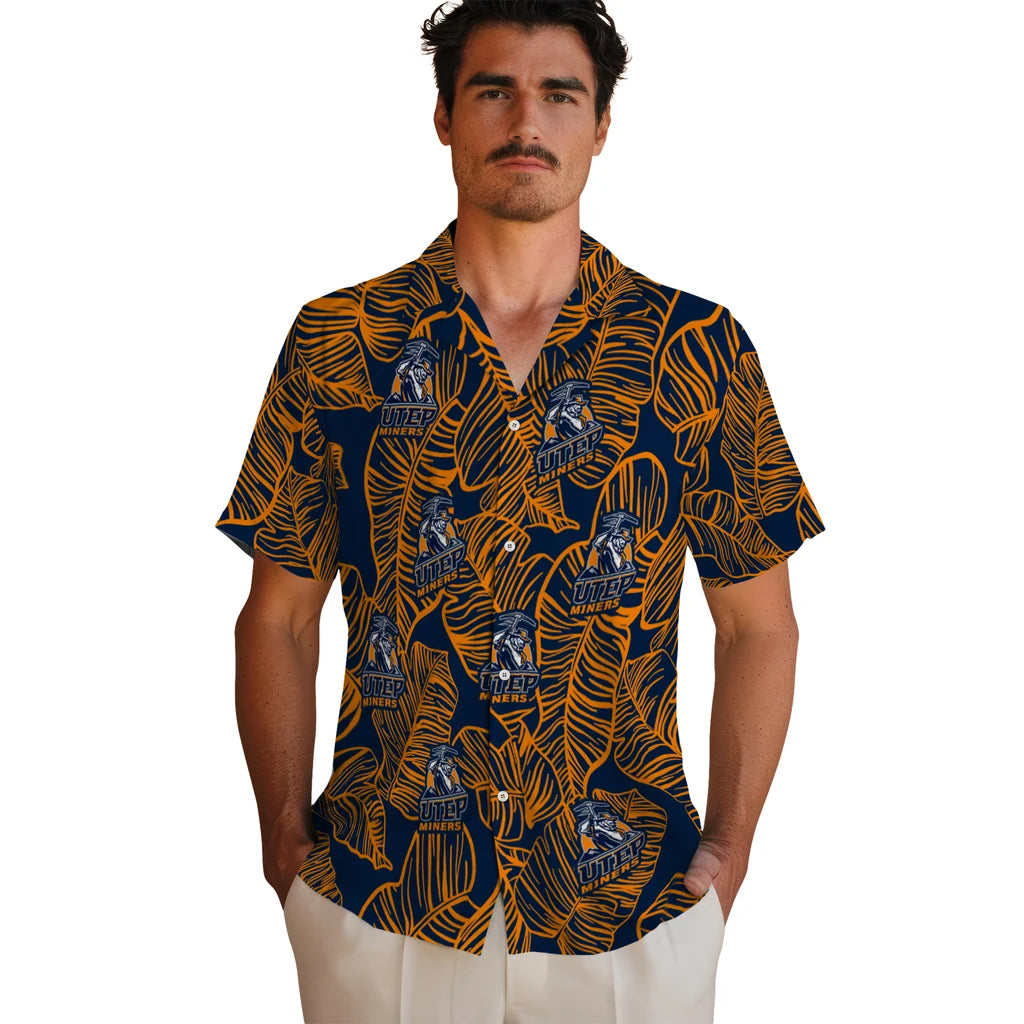 UTEP Miners Hawaiian Shirt - Leaf Outline | Hula Hawaiian Shirts