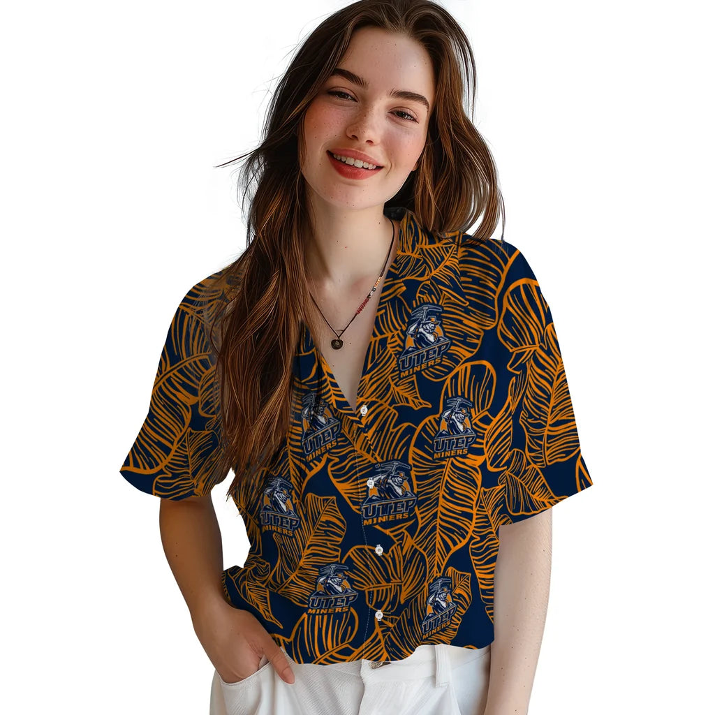 UTEP Miners Hawaiian Shirt - Leaf Outline | Hula Hawaiian Shirts