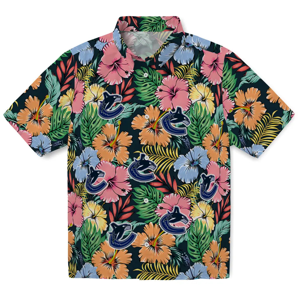 Vancouver Canucks Hawaiian Shirt - Brilliant Hibiscus Garden | Hula Hawaiian Shirts