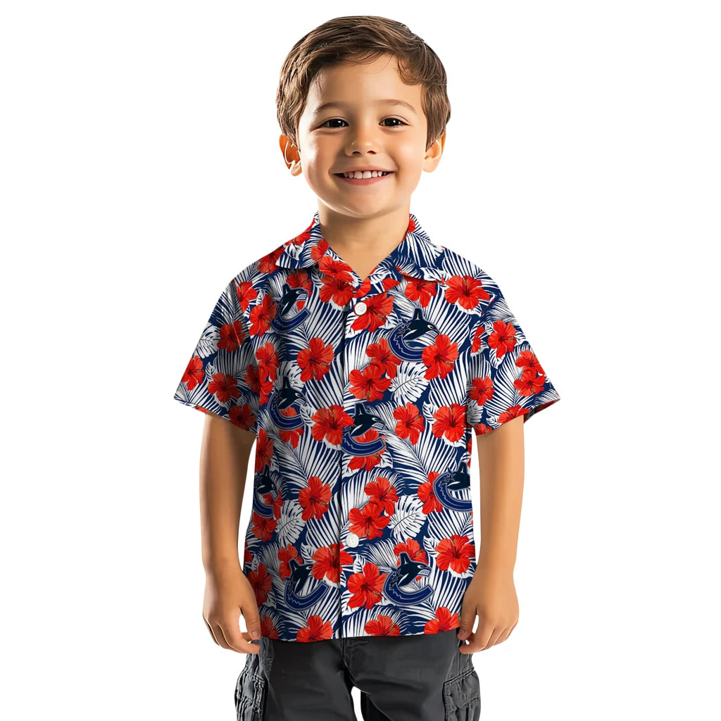 Vancouver Canucks Hawaiian Shirt - Hibiscus Fiesta | Hula Hawaiian Shirts