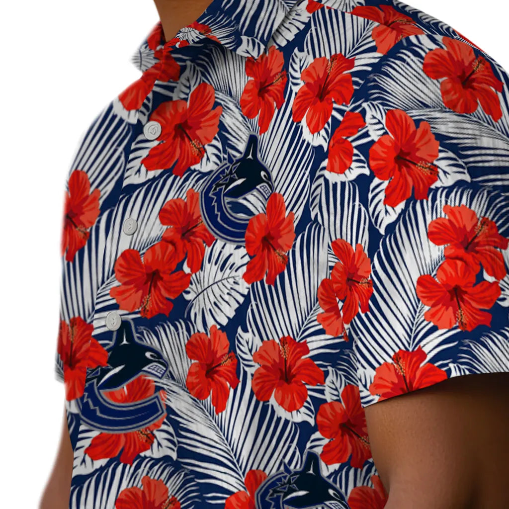 Vancouver Canucks Hawaiian Shirt - Hibiscus Fiesta | Hula Hawaiian Shirts