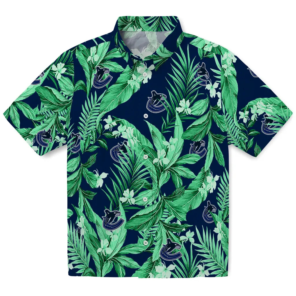 Vancouver Canucks Hawaiian Shirt - Palm Leaves | Hula Hawaiian Shirts