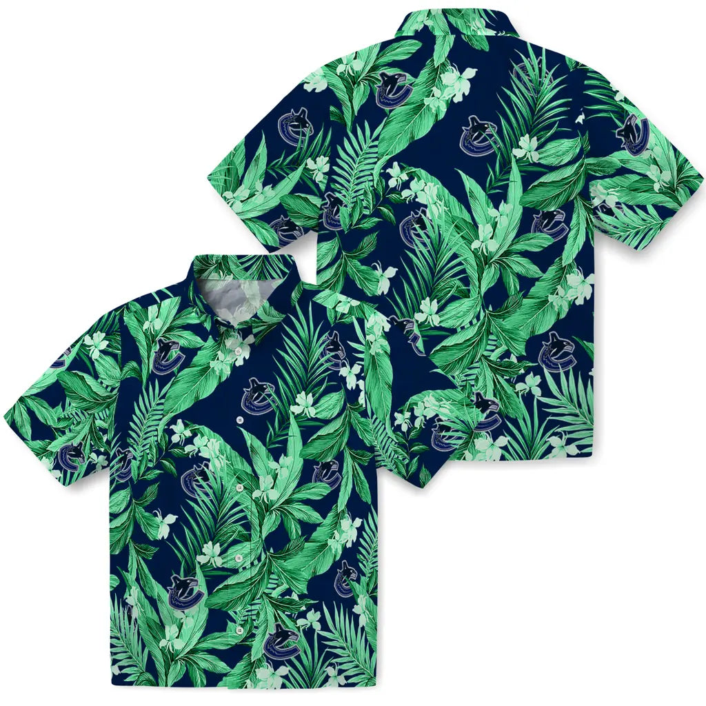 Vancouver Canucks Hawaiian Shirt - Palm Leaves | Hula Hawaiian Shirts