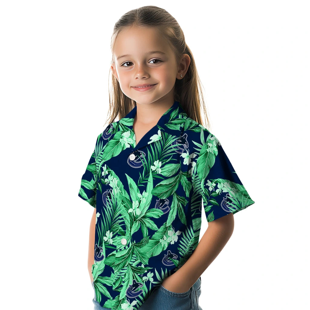 Vancouver Canucks Hawaiian Shirt - Palm Leaves | Hula Hawaiian Shirts