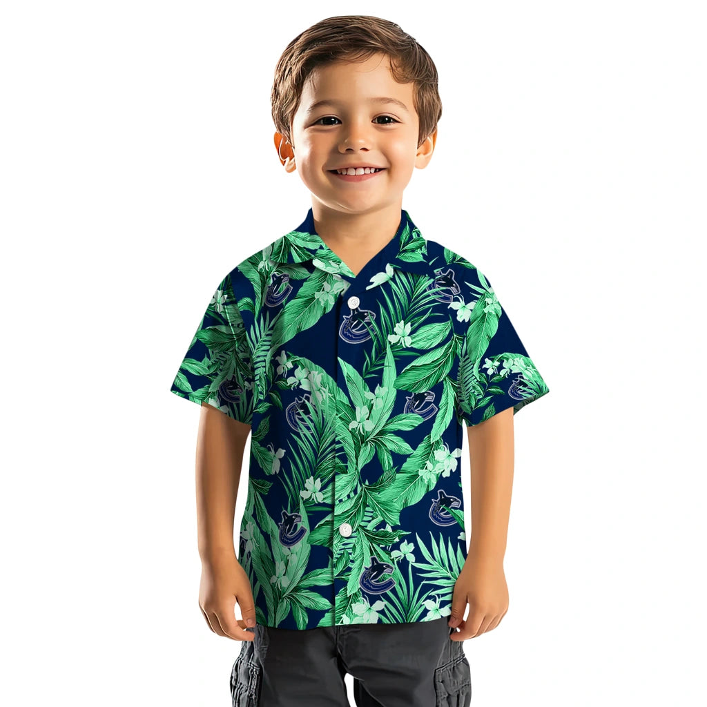 Vancouver Canucks Hawaiian Shirt - Palm Leaves | Hula Hawaiian Shirts