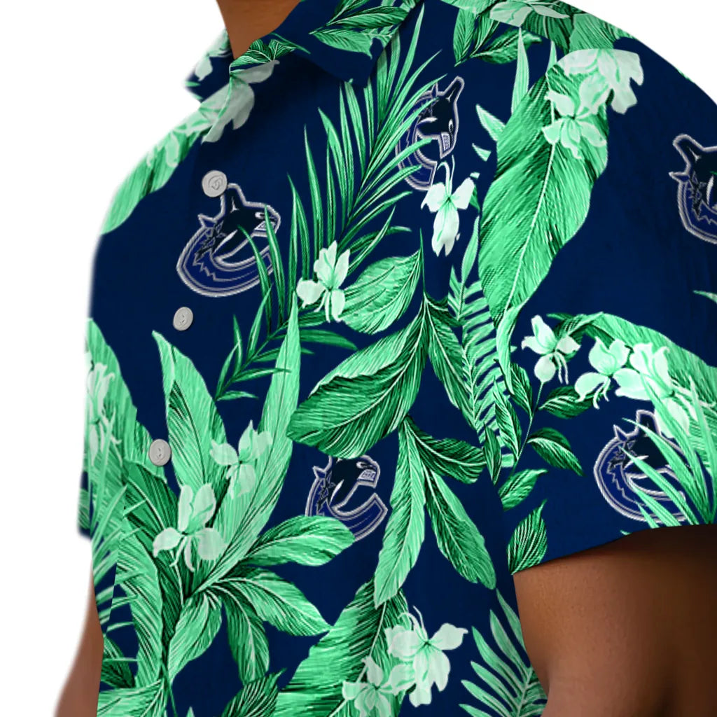 Vancouver Canucks Hawaiian Shirt - Palm Leaves | Hula Hawaiian Shirts