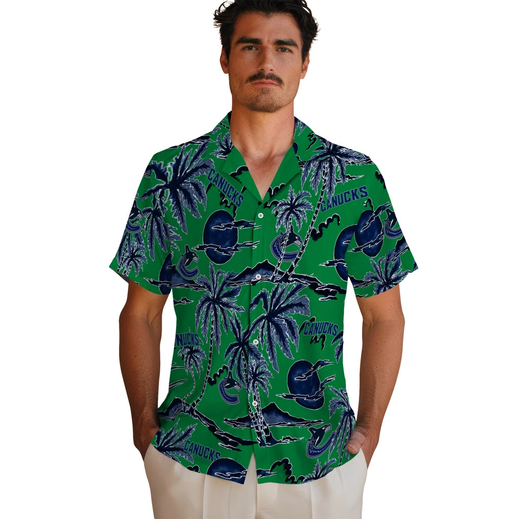 Vancouver Canucks Hawaiian Shirt - Palm Sunset | Hula Hawaiian Shirts