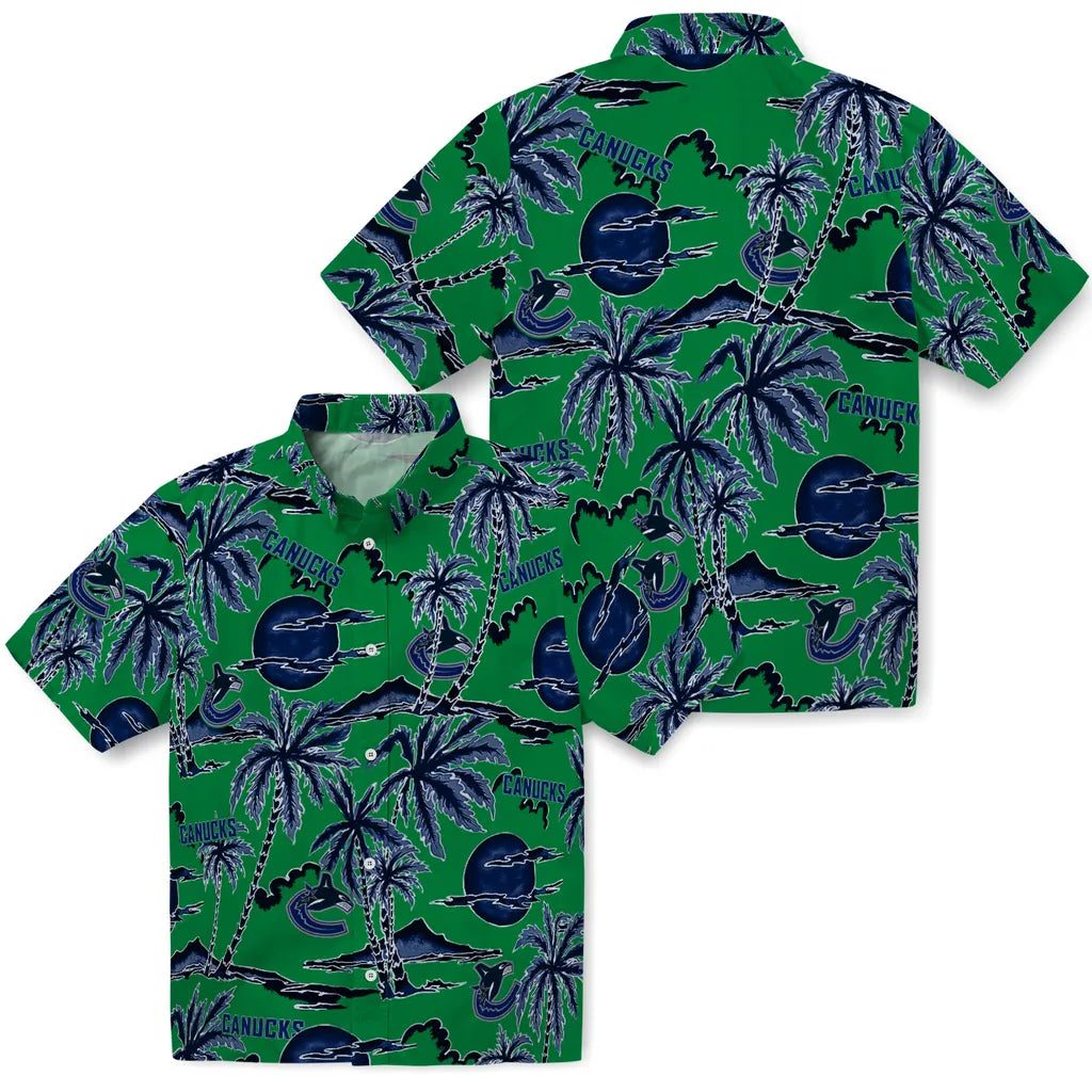 Vancouver Canucks Hawaiian Shirt - Palm Sunset | Hula Hawaiian Shirts