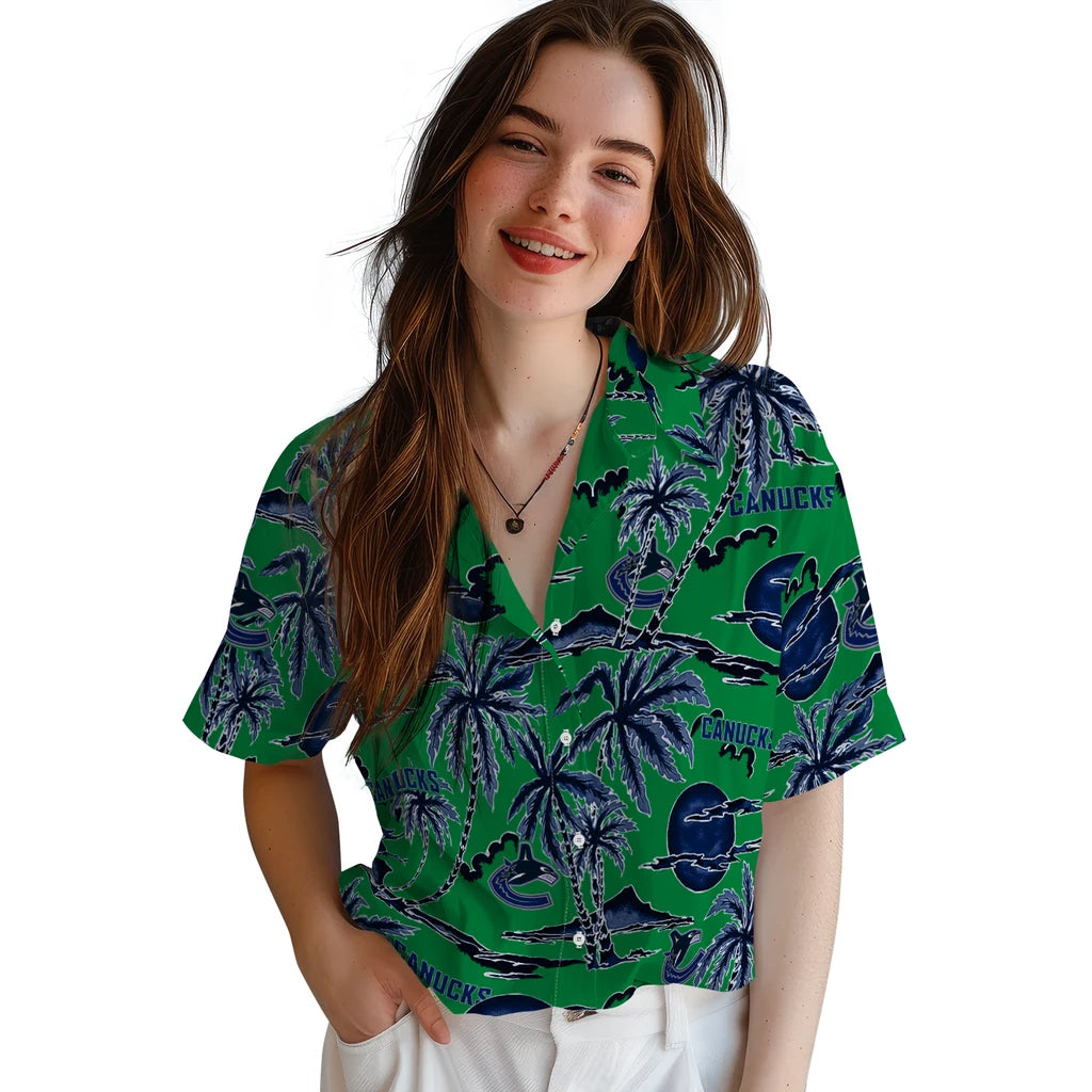 Vancouver Canucks Hawaiian Shirt - Palm Sunset | Hula Hawaiian Shirts