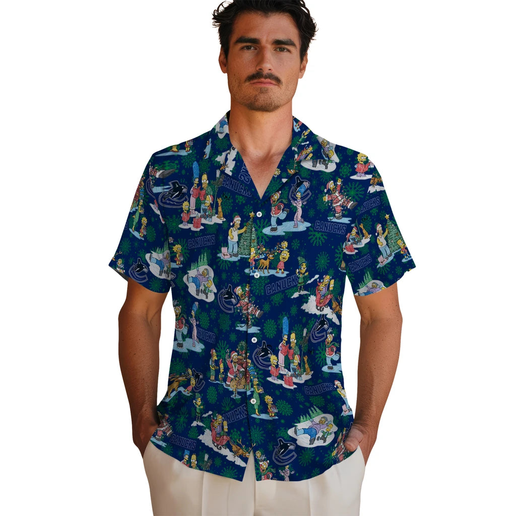 Vancouver Canucks Hawaiian Shirt - Simpsons Christmas | Hula Hawaiian Shirts