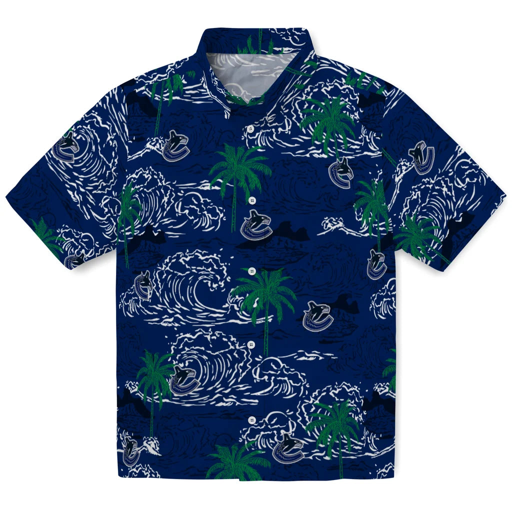 Vancouver Canucks Hawaiian Shirt - Wave Palm | Hula Hawaiian Shirts