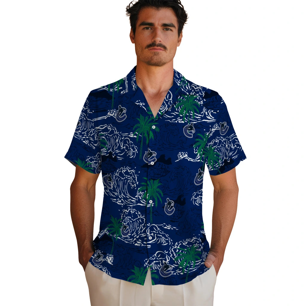 Vancouver Canucks Hawaiian Shirt - Wave Palm | Hula Hawaiian Shirts