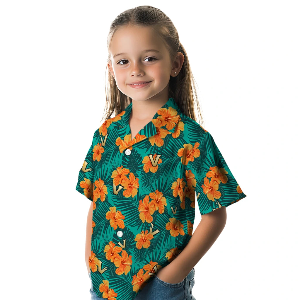Vanderbilt Commodores Hawaiian Shirt - Hibiscus and Palm Leaves | Hula Hawaiian Shirts