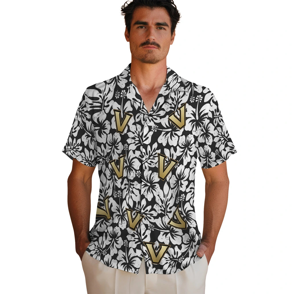 Vanderbilt Commodores Hawaiian Shirt - Hibiscus Motif | Hula Hawaiian Shirts
