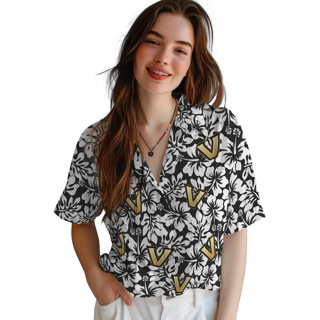 Vanderbilt Commodores Hawaiian Shirt - Hibiscus Motif | Hula Hawaiian Shirts
