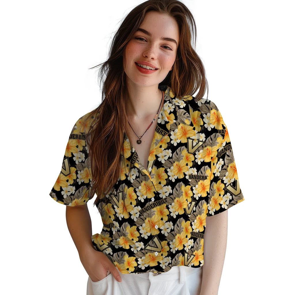Vanderbilt Commodores Hawaiian Shirt - Hibiscus Tropics | Hula Hawaiian Shirts
