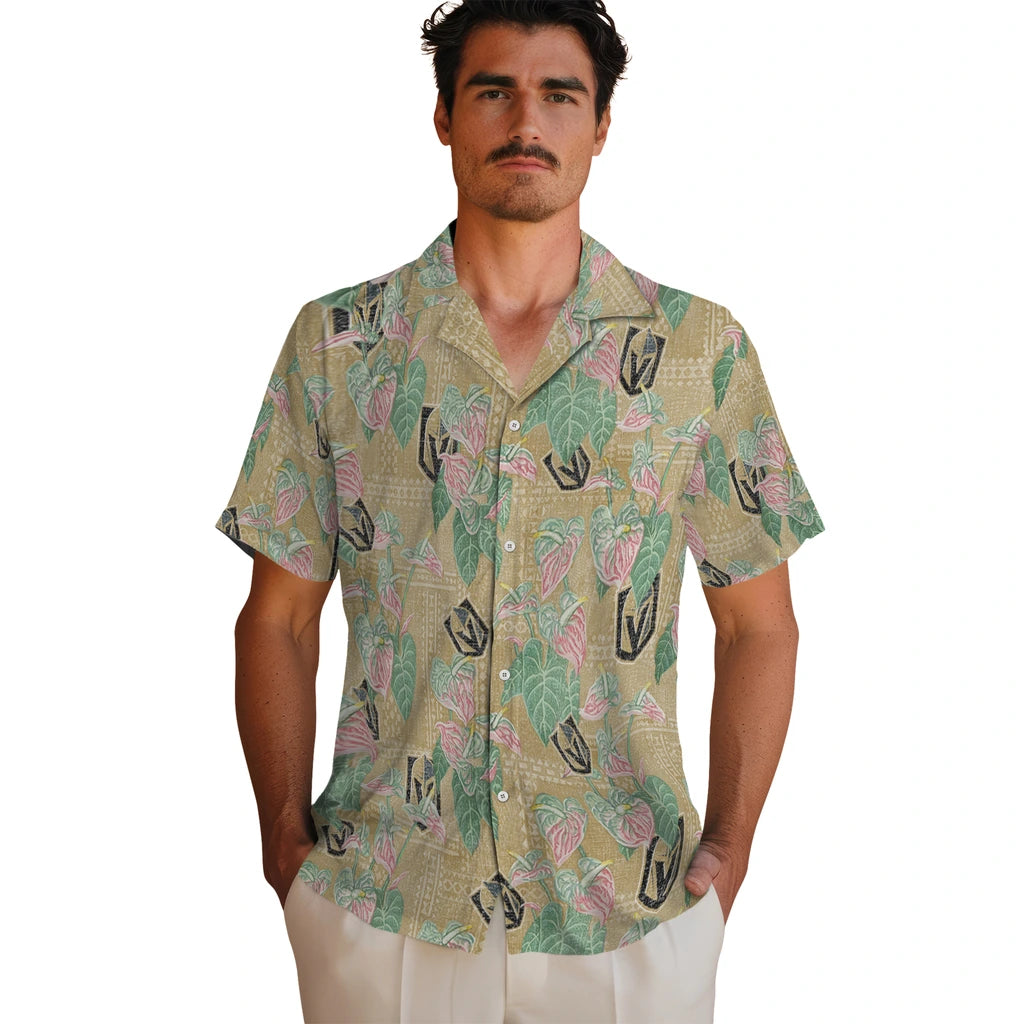 Vegas Golden Knights Hawaiian Shirt - Anthurium Overlay | Hula Hawaiian Shirts