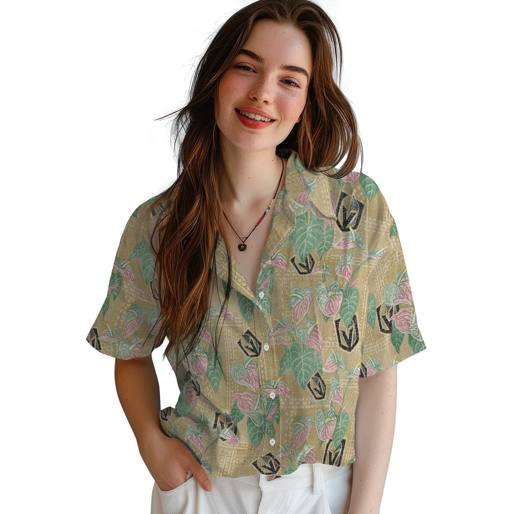 Vegas Golden Knights Hawaiian Shirt - Anthurium Overlay | Hula Hawaiian Shirts