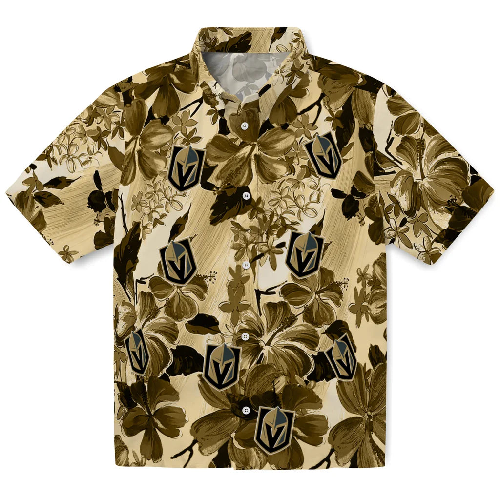 Vegas Golden Knights Hawaiian Shirt - Hibiscus Arrangement | Hula Hawaiian Shirts