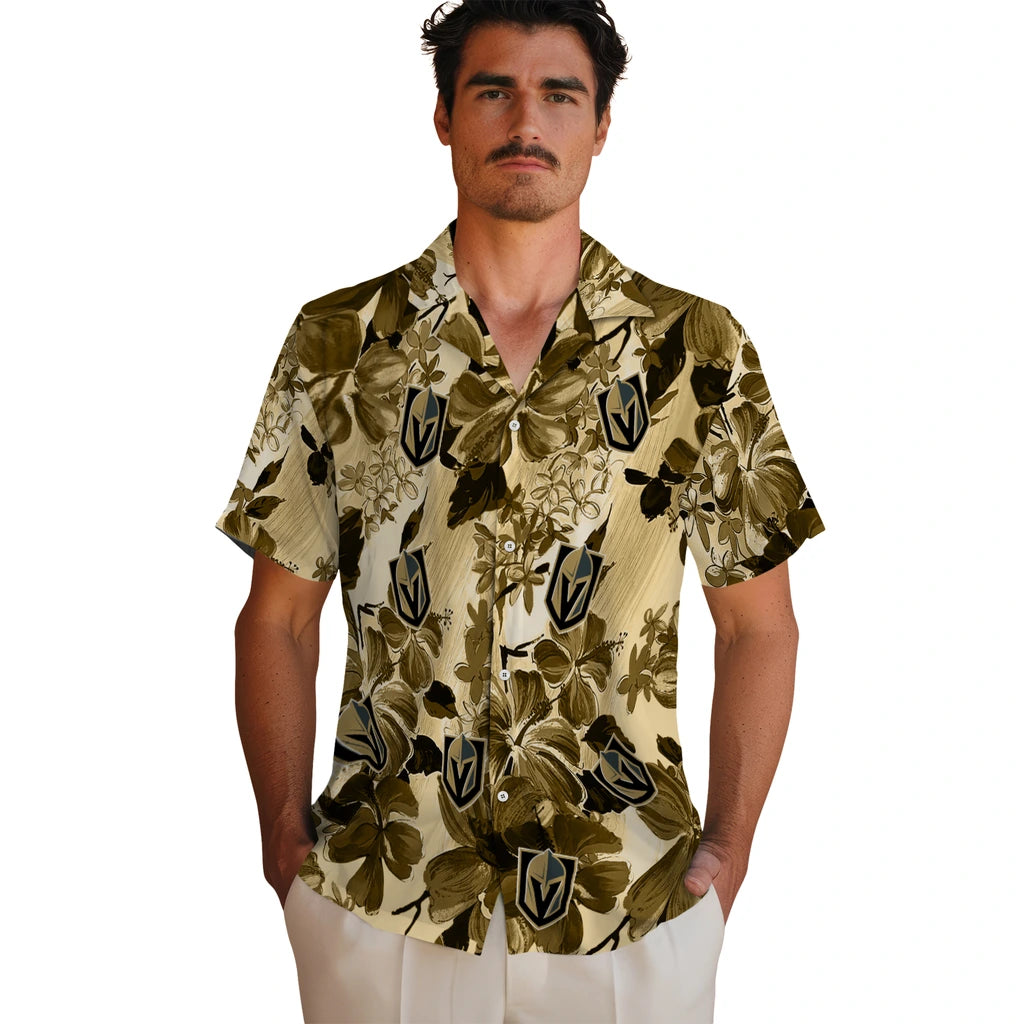 Vegas Golden Knights Hawaiian Shirt - Hibiscus Arrangement | Hula Hawaiian Shirts