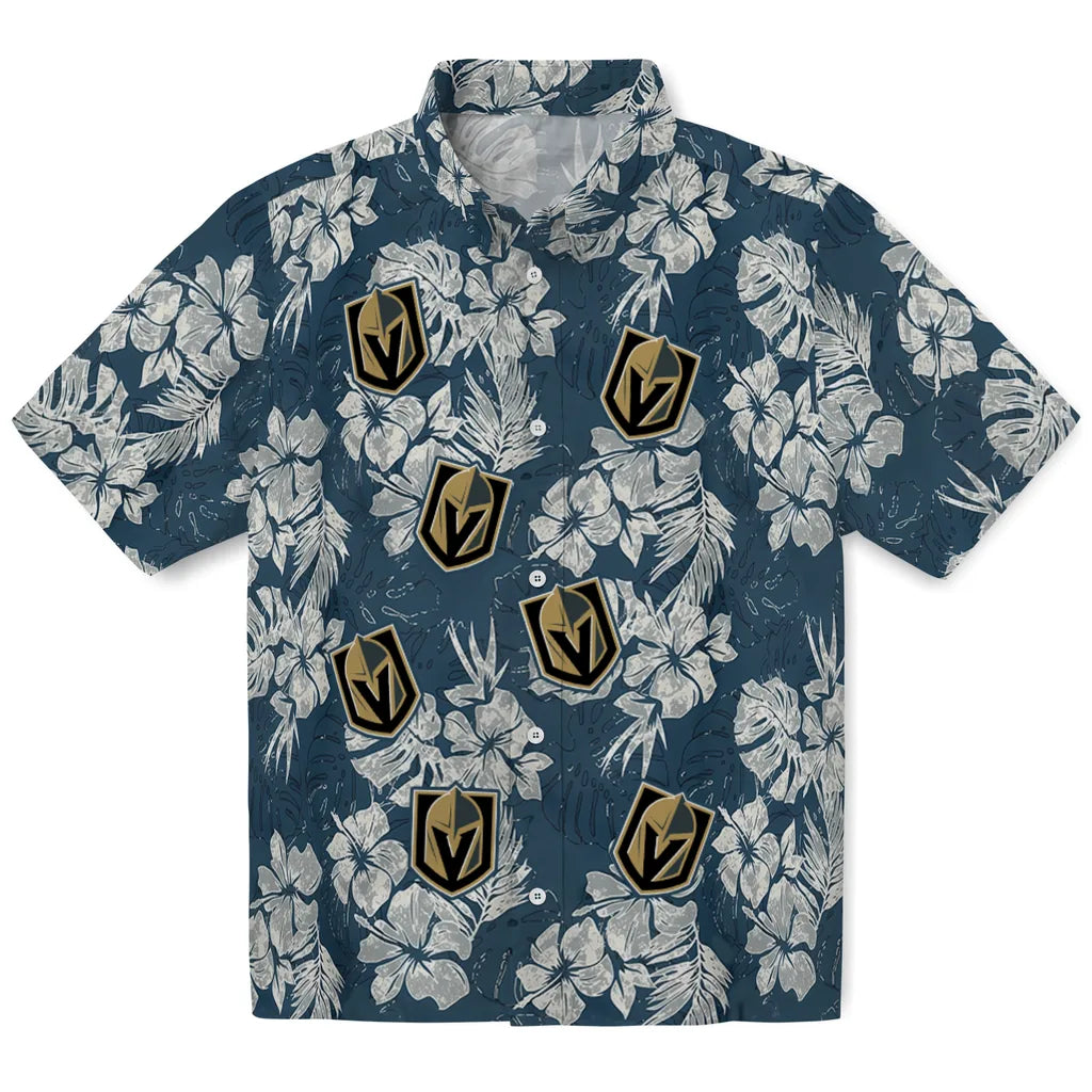 Vegas Golden Knights Hawaiian Shirt - Hibiscus Flowers | Hula Hawaiian Shirts