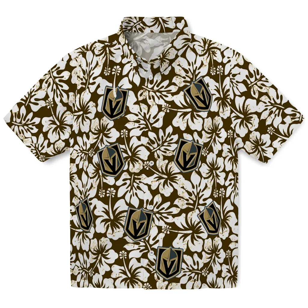 Vegas Golden Knights Hawaiian Shirt - Hibiscus Motif | Hula Hawaiian Shirts