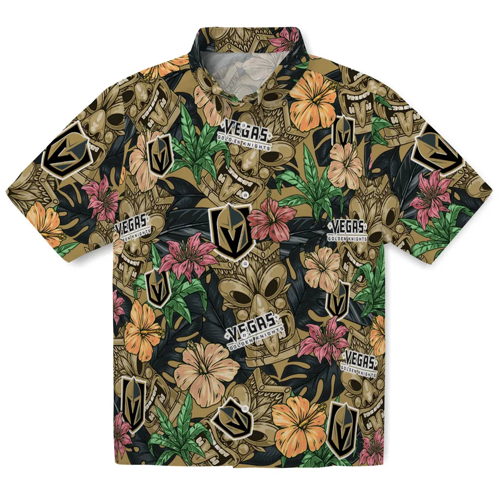 Vegas Golden Knights Hawaiian Shirt - Hibiscus Tiki Jungle | Hula Hawaiian Shirts