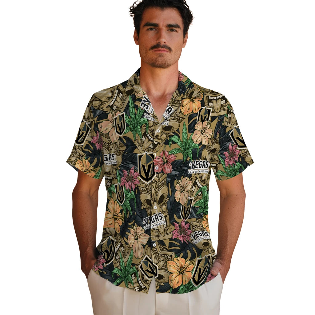 Vegas Golden Knights Hawaiian Shirt - Hibiscus Tiki Jungle | Hula Hawaiian Shirts