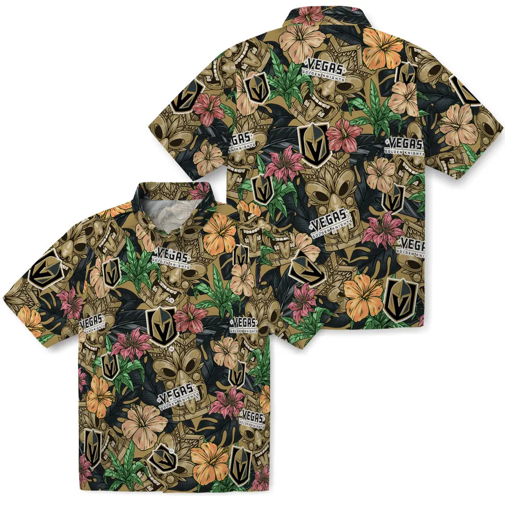 Vegas Golden Knights Hawaiian Shirt - Hibiscus Tiki Jungle | Hula Hawaiian Shirts