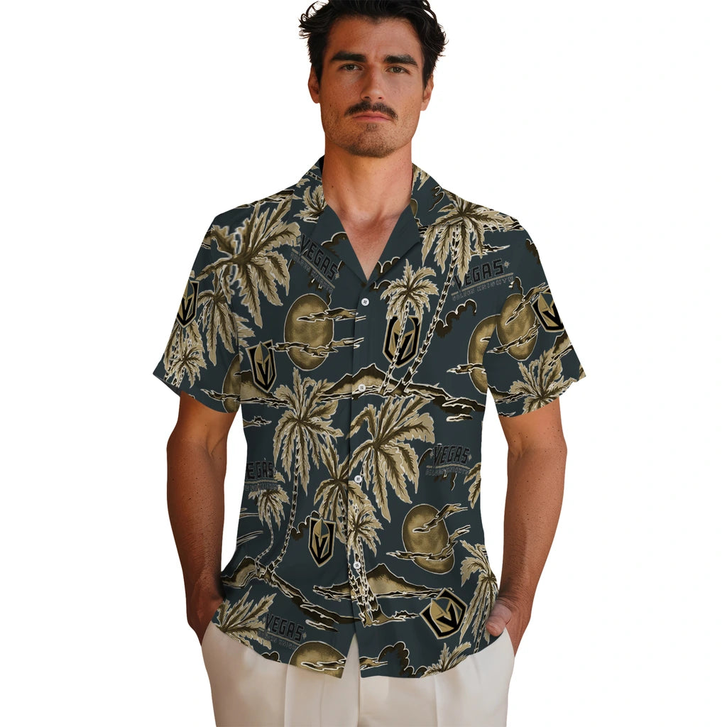 Vegas Golden Knights Hawaiian Shirt - Palm Sunset | Hula Hawaiian Shirts
