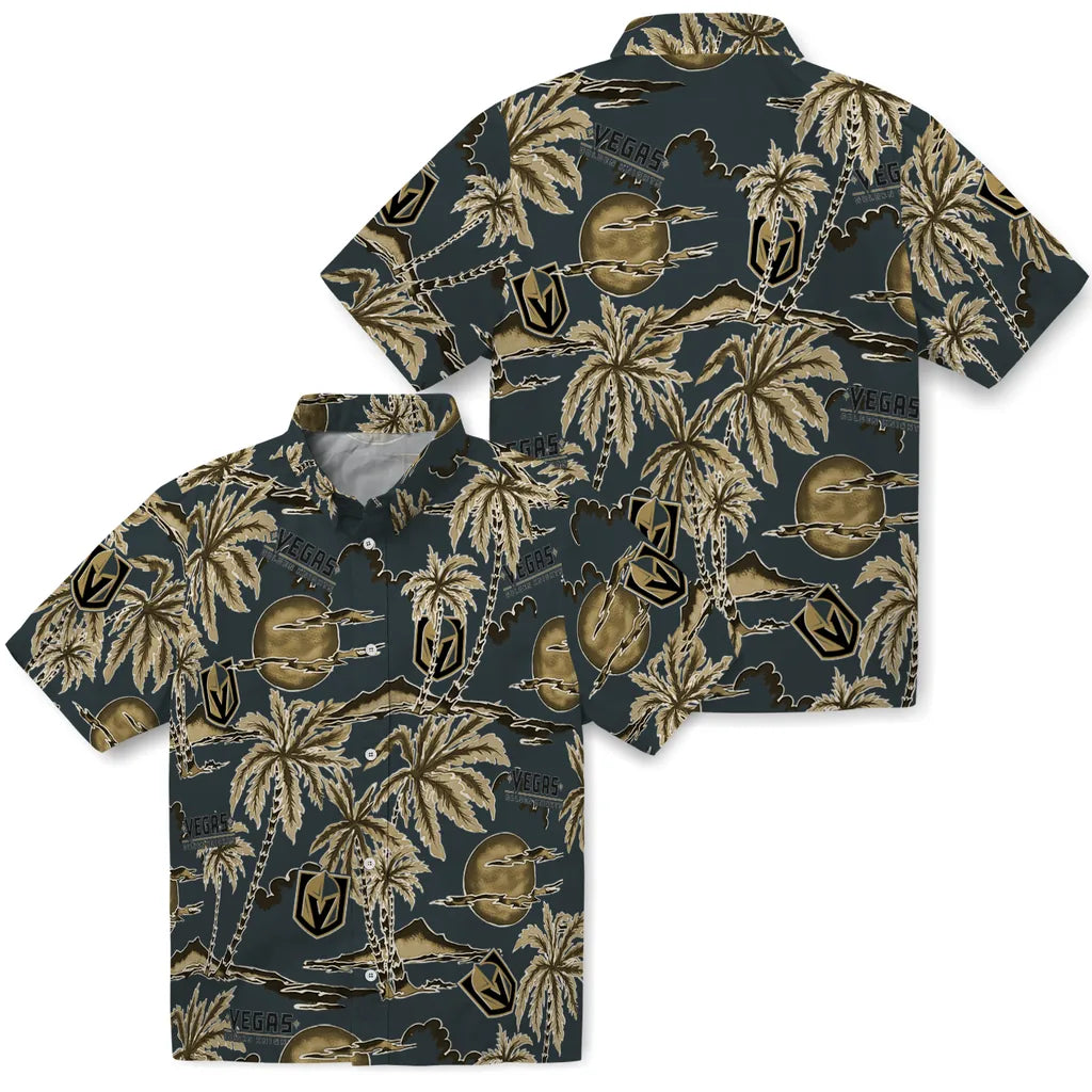 Vegas Golden Knights Hawaiian Shirt - Palm Sunset | Hula Hawaiian Shirts