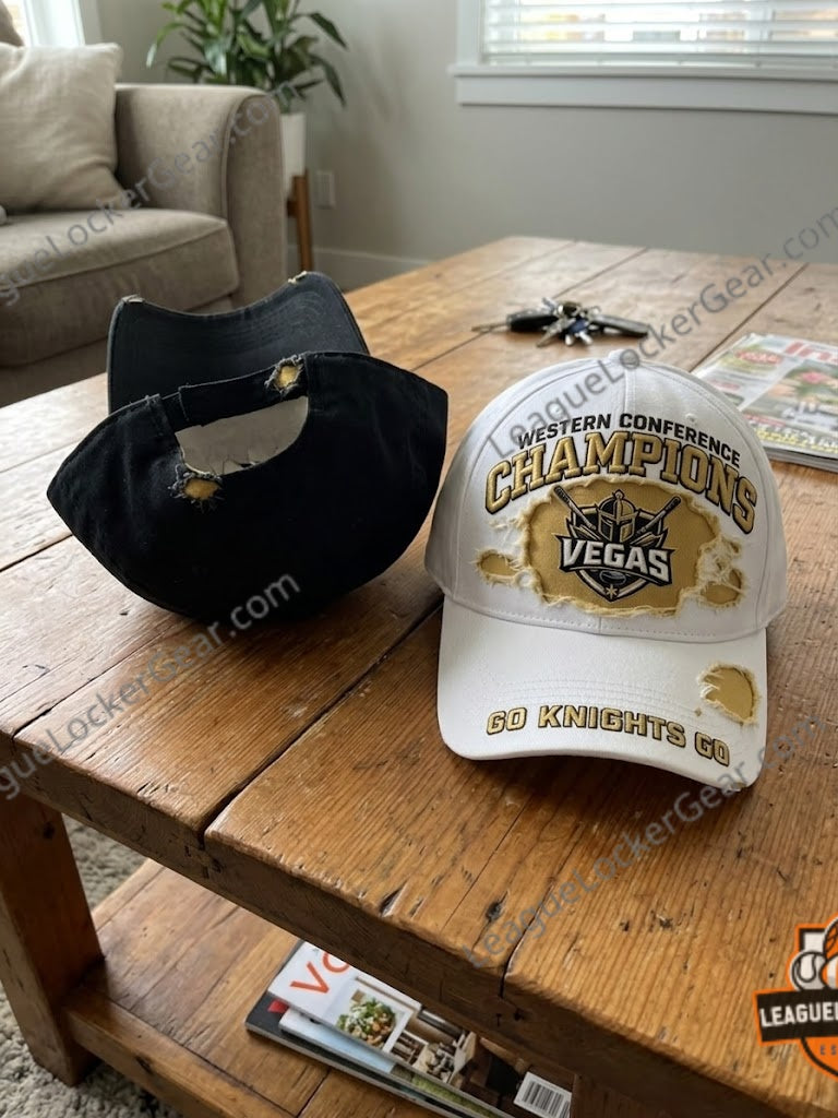 Vegas Golden Knights Western Conference Champions Distressed Baseball Cap - LeagueLockerGear
