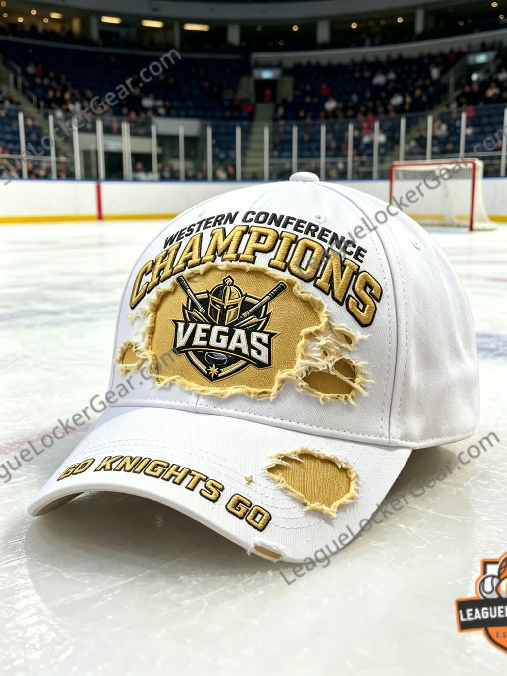 Vegas Golden Knights Western Conference Champions Distressed Baseball Cap - LeagueLockerGear