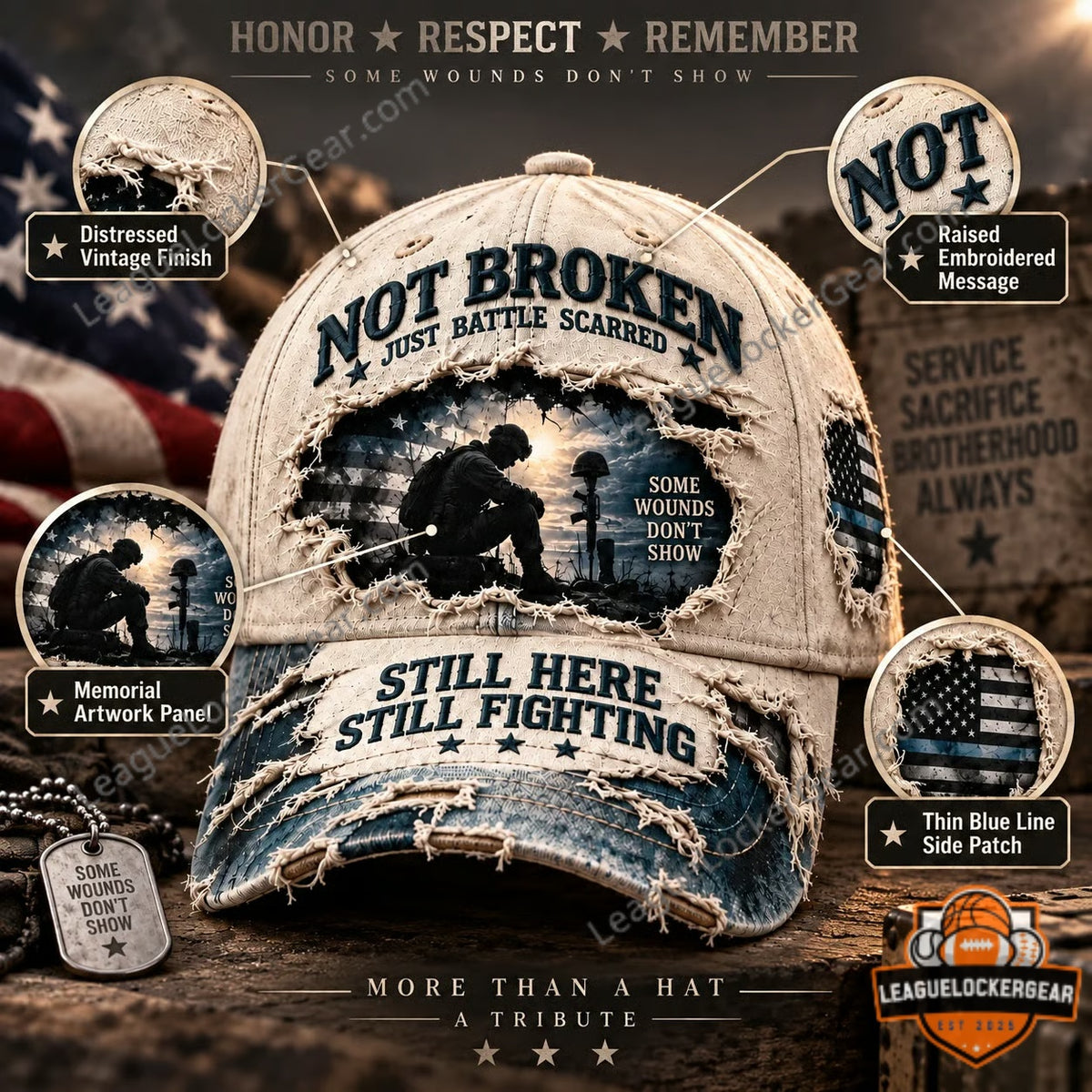 Veteran Mental Health Awareness PTSD 3D Embroideryed Baseball Cap