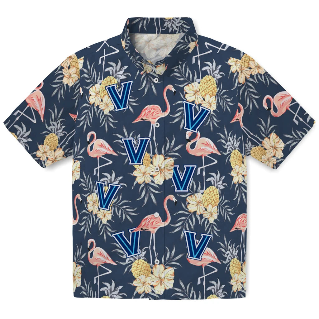 Villanova Wildcats Hawaiian Shirt - Flamingo Hibiscus | Hula Hawaiian Shirts