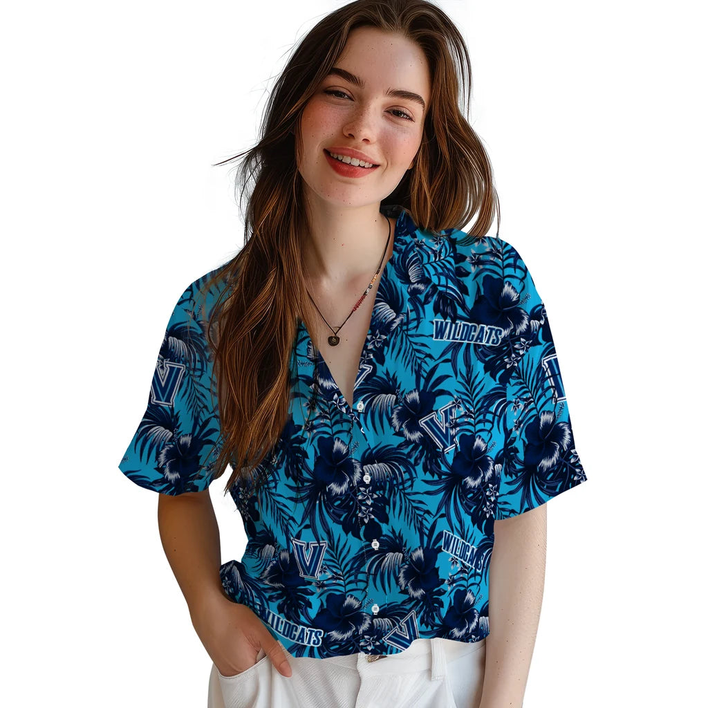 Villanova Wildcats Hawaiian Shirt - Hibiscus Exotic | Hula Hawaiian Shirts