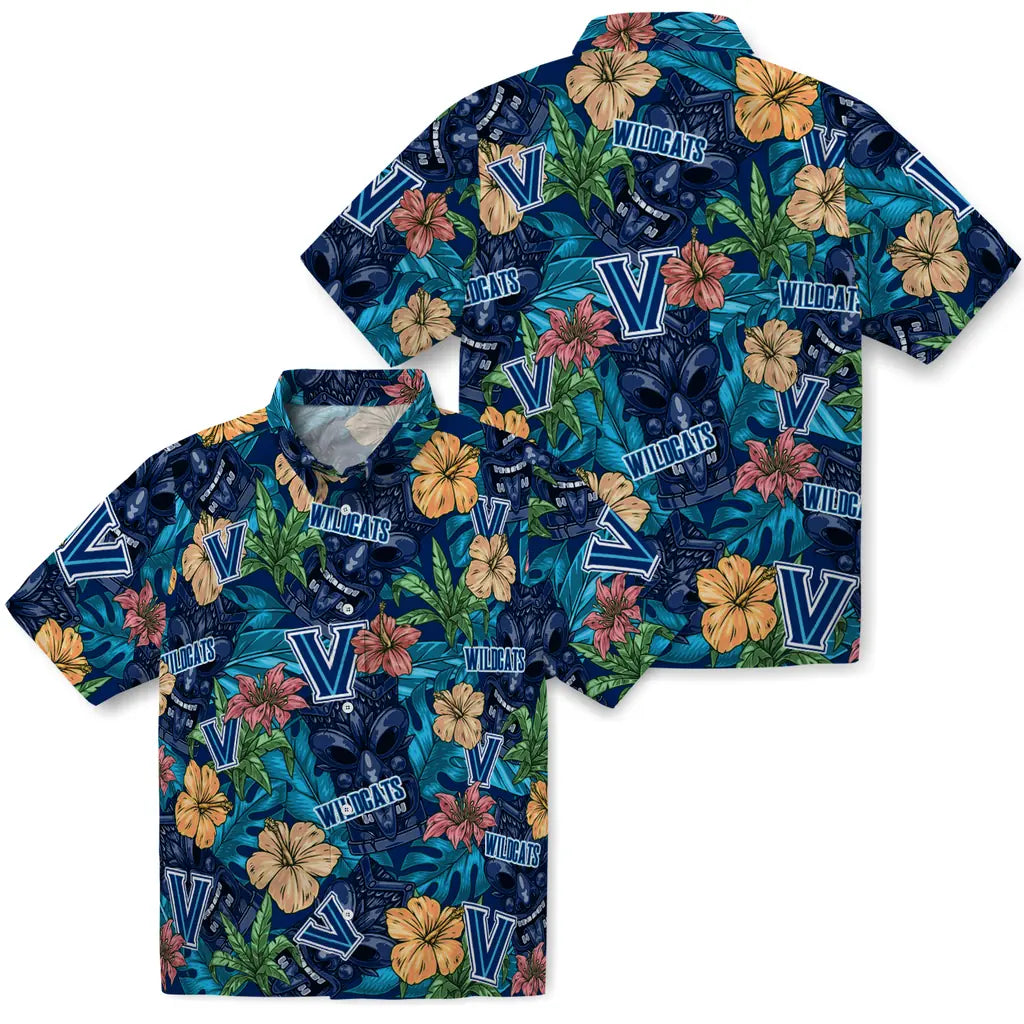 Villanova Wildcats Hawaiian Shirt - Hibiscus Tiki Jungle | Hula Hawaiian Shirts