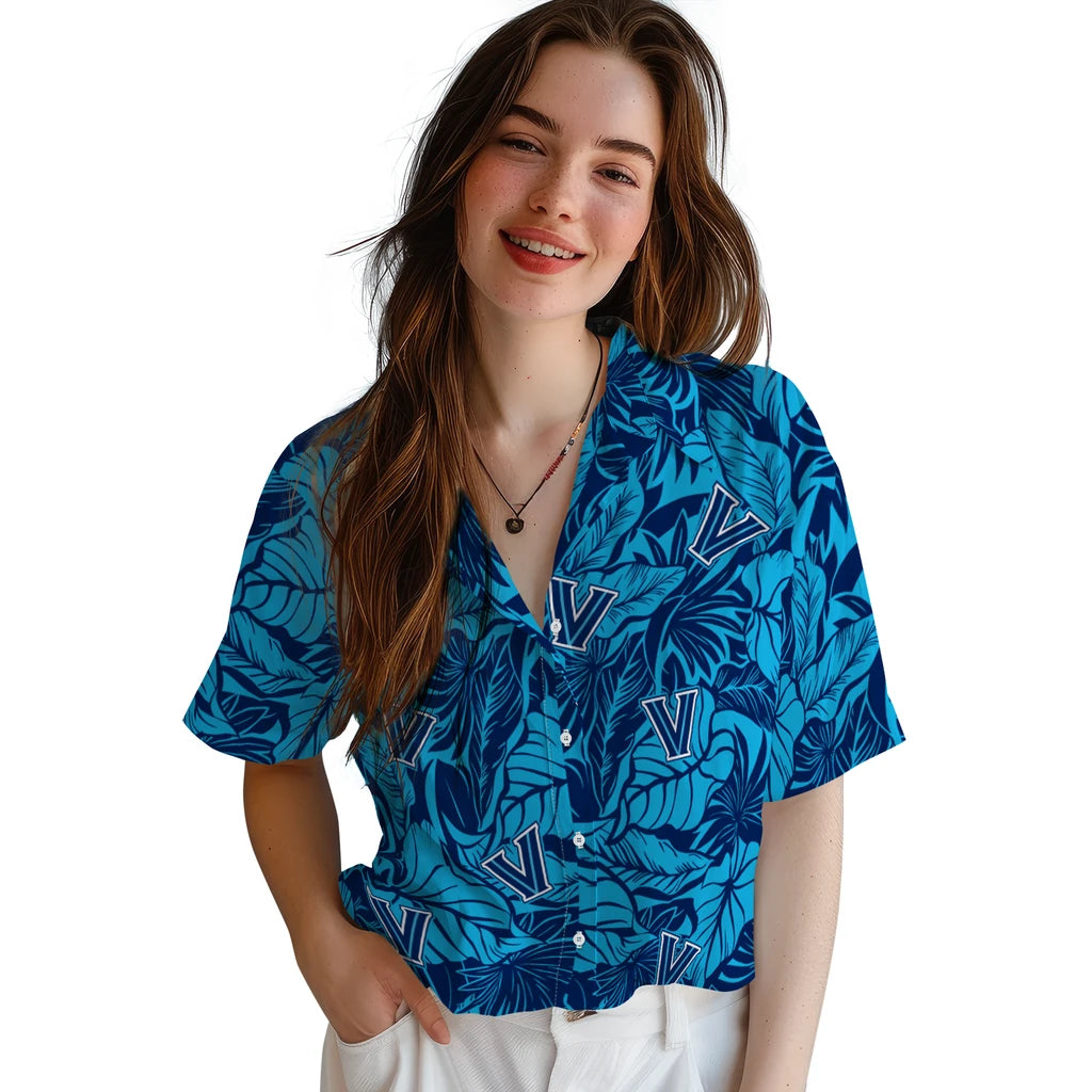 Villanova Wildcats Hawaiian Shirt - Monstera Layer | Hula Hawaiian Shirts