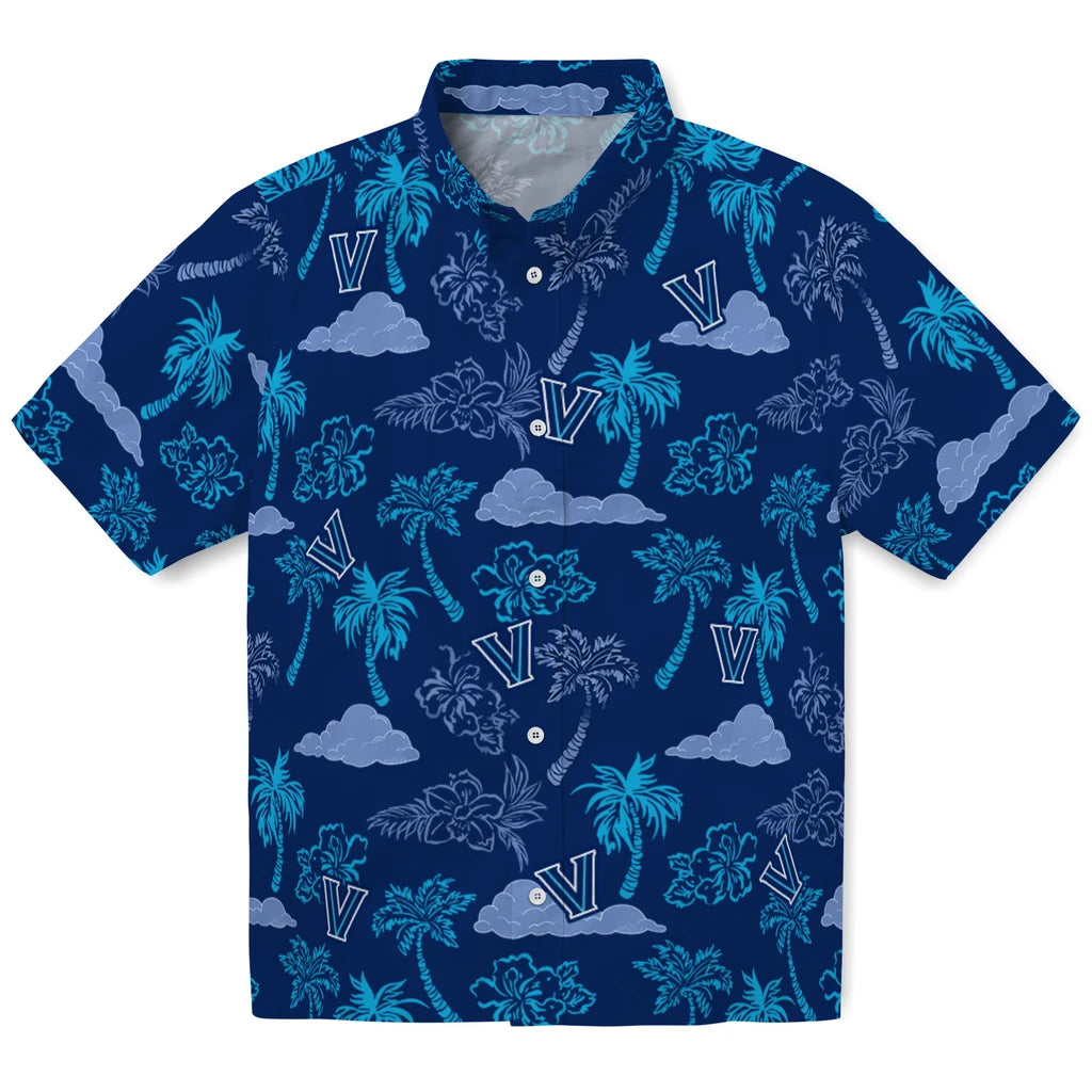 Villanova Wildcats Hawaiian Shirt - Palm And Clouds | Hula Hawaiian Shirts