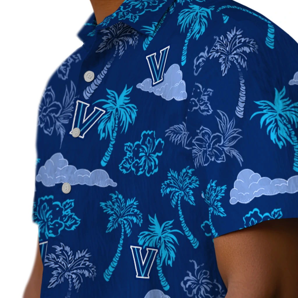 Villanova Wildcats Hawaiian Shirt - Palm And Clouds | Hula Hawaiian Shirts