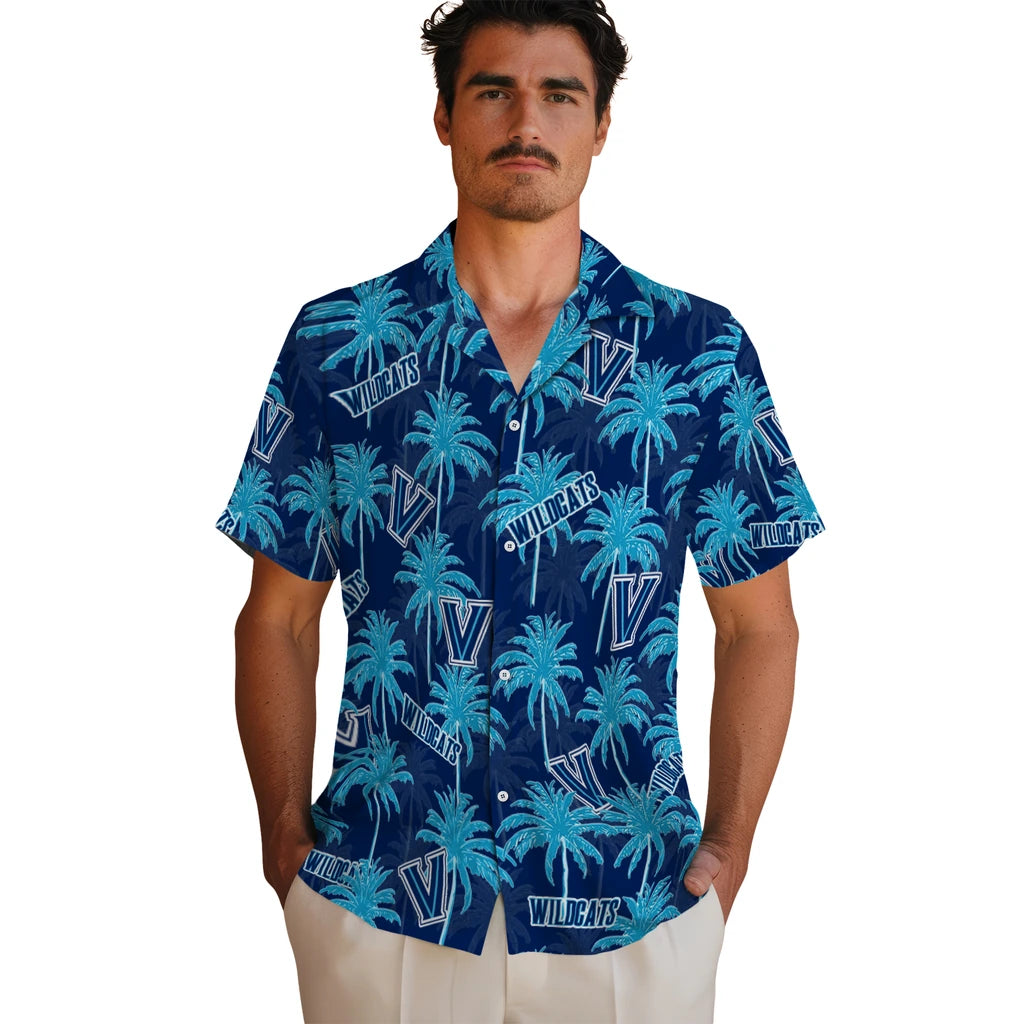 Villanova Wildcats Hawaiian Shirt - Palm Tree Motif | Hula Hawaiian Shirts
