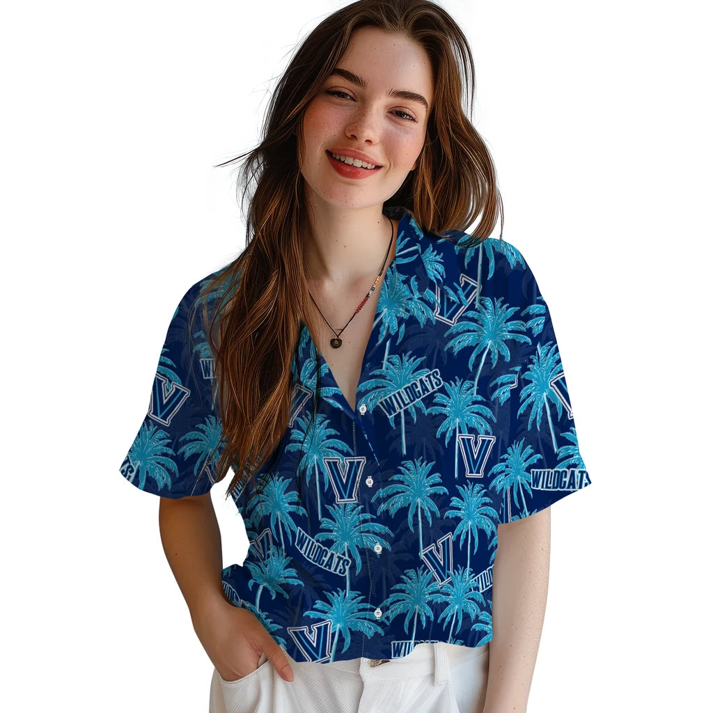 Villanova Wildcats Hawaiian Shirt - Palm Tree Motif | Hula Hawaiian Shirts