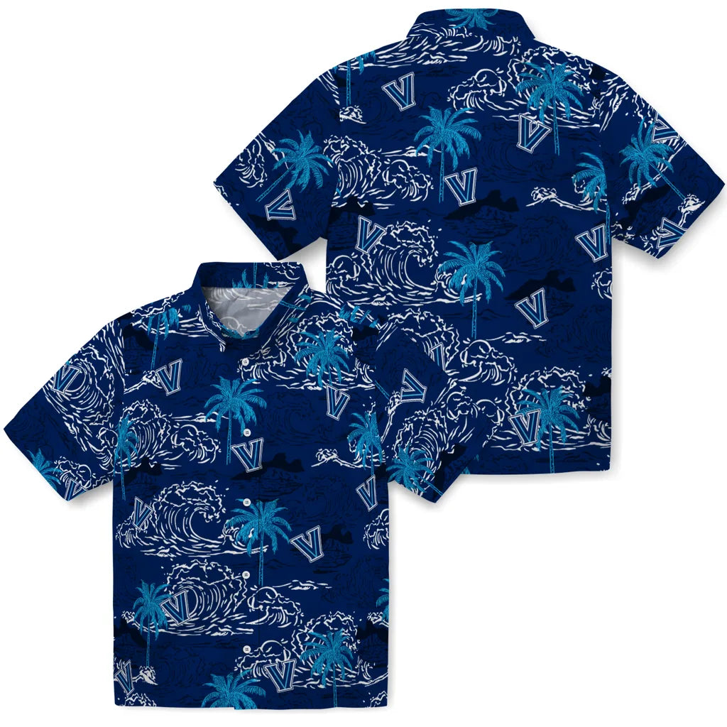 Villanova Wildcats Hawaiian Shirt - Wave Palm | Hula Hawaiian Shirts