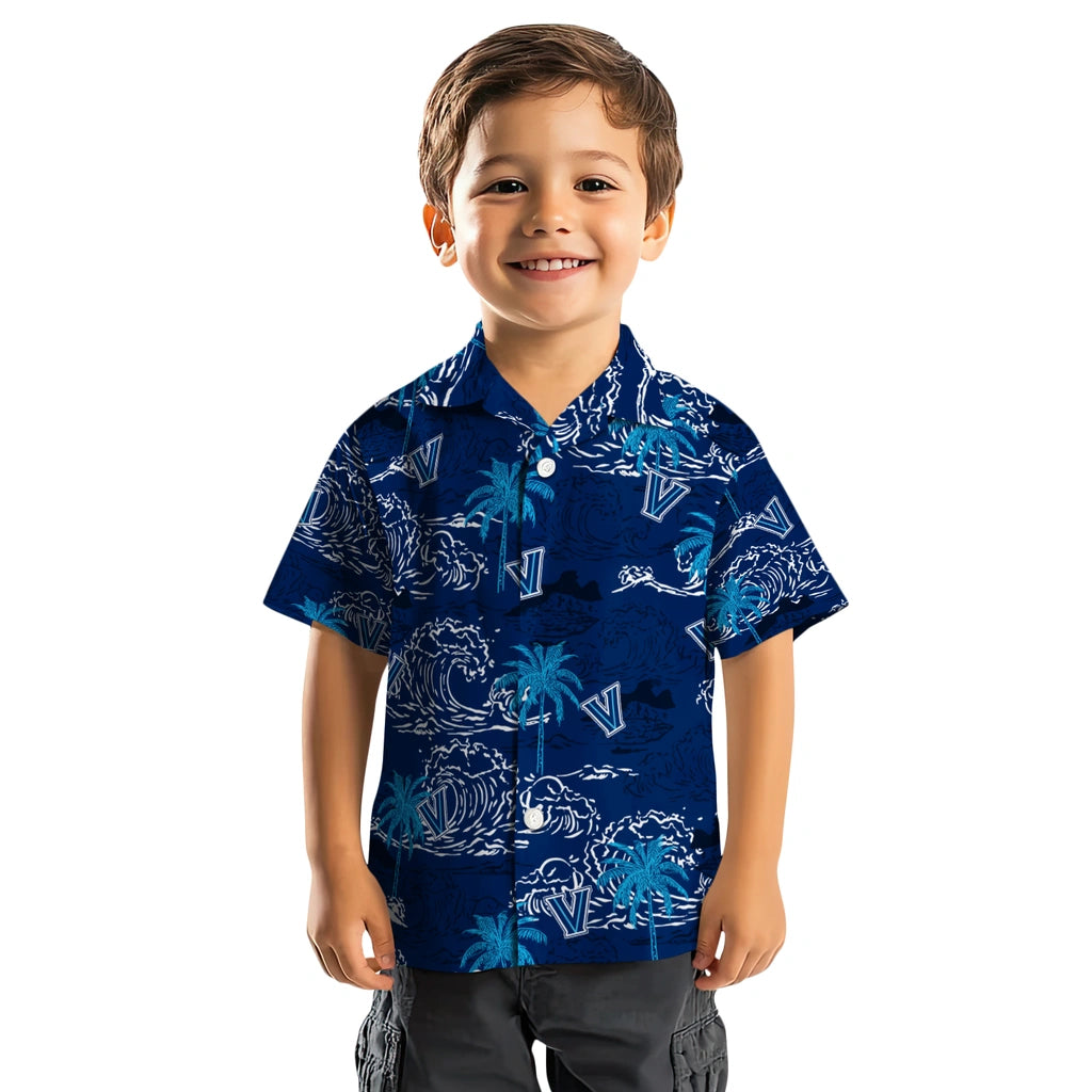 Villanova Wildcats Hawaiian Shirt - Wave Palm | Hula Hawaiian Shirts